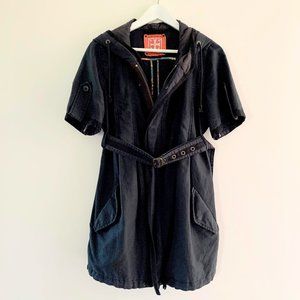Free People Blue Belted Cargo Trench Jacket Size 8